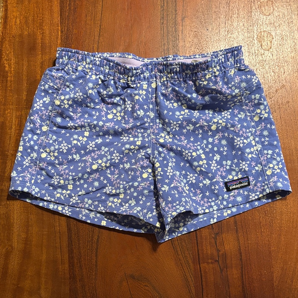 Patagonia Baggies Kids Blue Floral Shorts New!